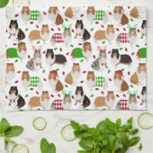 Kerst Rough Collie Kitchen Towel Theedoek (Gevouwen)