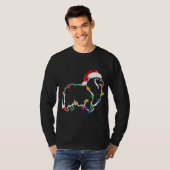 Kerst Rough Collie XMAS Lights Santa Hat Funny T-shirt (Voorkant volledig)