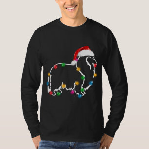 Kerst Rough Collie XMAS Lights Santa Hat Funny T-shirt
