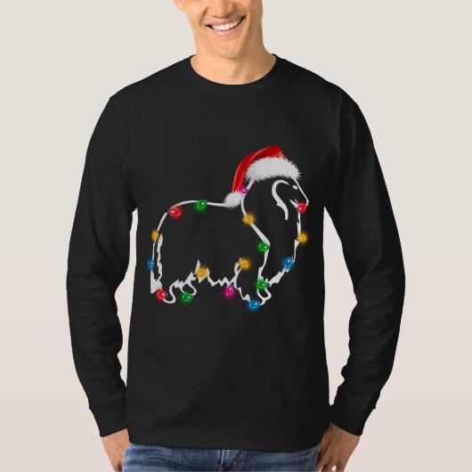 Kerst Rough Collie XMAS Lights Santa Hat Funny T-shirt (Voorkant)