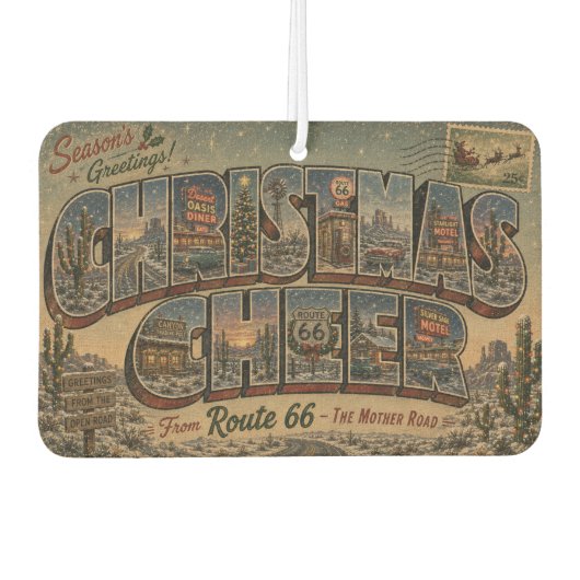 Kerst Route 66 Woestijn Reis Auto Luchtverfrisser (Voorkant)