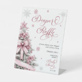 Kerst Roze Baby shower LuierRaffle Sign Reclamebord Met Voetstuk (Voorkant)