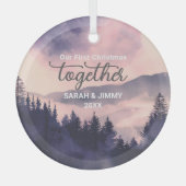 Kerst Roze Berg Avontuur Outdoor Paar Glas Ornament (Voorkant)