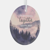 Kerst Roze Berg Avontuur Outdoor Paar Glas Ornament (Voorkant Rechts)