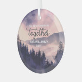 Kerst Roze Berg Avontuur Outdoor Paar Glas Ornament (Voorkant links)