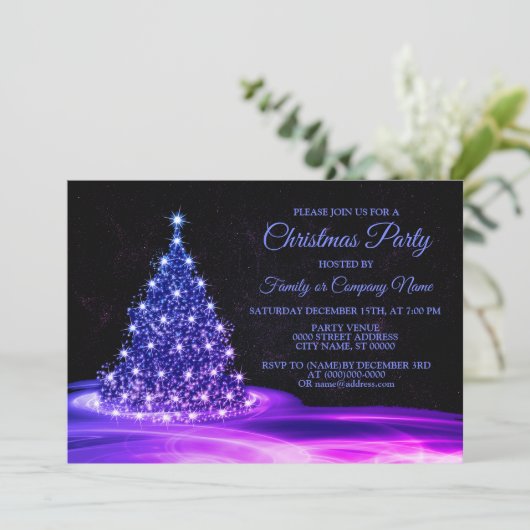 Kerst Roze Blauwe Zonnevel Winter Zwart Kaart (Staand voorkant)