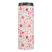 Kerst Roze Bloemen Holly Candy Cane Custom Thermosbeker (Achterkant)