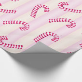 Kerst Roze Candycanes Patroon Cadeaupapier (Hoek)