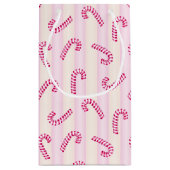 Kerst Roze Candycanes Patroon Klein Cadeauzakje (Achterkant)