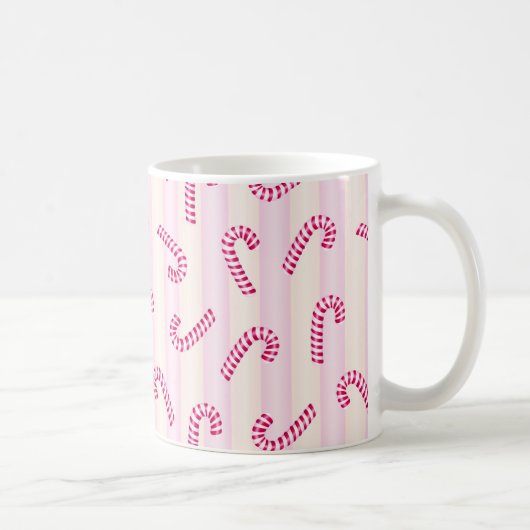 Kerst Roze Candycanes Patroon Koffiemok (Rechts)