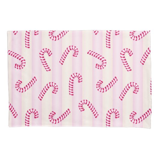 Kerst Roze Candycanes Patroon Kussensloop (Voorkant)