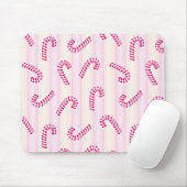 Kerst Roze Candycanes Patroon Muismat (Met muis)