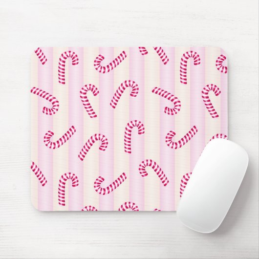 Kerst Roze Candycanes Patroon Muismat (Met muis)