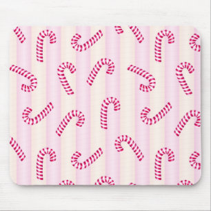 Kerst Roze Candycanes Patroon Muismat