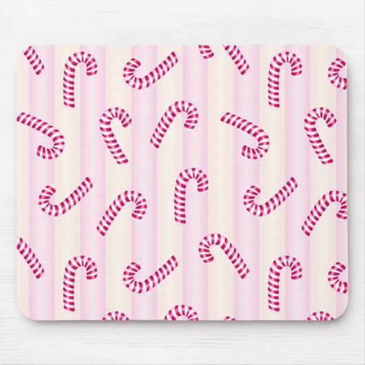 Kerst Roze Candycanes Patroon Muismat (Voorkant)