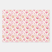 Kerst Roze en gouden Ornamenten Inpakpapier Vel (Voorkant 3)