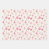 Kerst Roze en gouden Ornamenten Inpakpapier Vel (Voorkant)