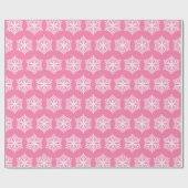 Kerst roze en witte sneeuwvlokken patroon cadeaupapier (Vlak)