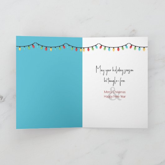 Kerst Roze Flamingo In Verwarrende Lichtjes Kaart (Binnen)