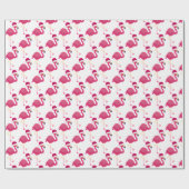 Kerst Roze Flamingo met Santa Hat Cadeaupapier (Vlak)