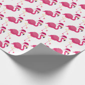 Kerst Roze Flamingo met Santa Hat Cadeaupapier (Hoek)