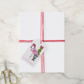 Kerst Roze Flamingo Santa gepersonaliseerd Cadeaulabel (Met Touw)
