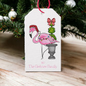 Kerst Roze Flamingo Santa gepersonaliseerd Cadeaulabel
