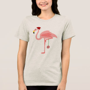 Kerst roze flamingo Tri-Blend shirt