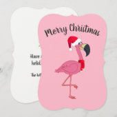 Kerst Roze Flamingo Vlakke Kaart met Envelop (Voorkant / Achterkant)