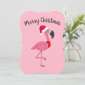 Kerst Roze Flamingo Vlakke Kaart met Envelop (Staand voorkant)