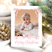 Kerst Roze Foto Feestdagenkaart