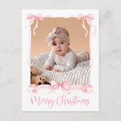 Kerst Roze Foto Feestdagenkaart (Voorkant)