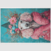 Kerst Roze Franse Poedel Portret Decoupage Tissuepapier (Voorkant)