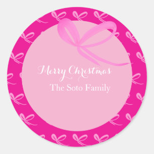 Kerst Roze Gedempte Helder Strikken Handgetekend Ronde Sticker