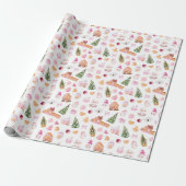 Kerst Roze Gemberkoek Cadeaupapier (Uitgerold)