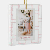 Kerst roze geometrische foto keramisch ornament (Rechts)