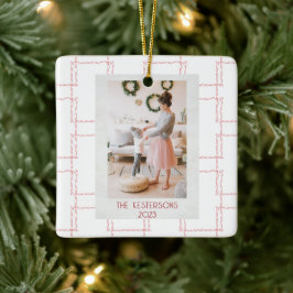 Kerst roze geometrische foto keramisch ornament