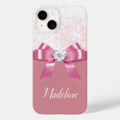 Kerst Roze Glitter Sneeuwvlok Lint Diamant Case-Mate iPhone Case (Achterkant)