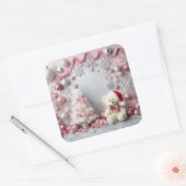 Kerst Roze Glittery Baby Elements Vierkante Sticker (Envelop)