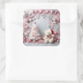Kerst Roze Glittery Baby Elements Vierkante Sticker (Tas)