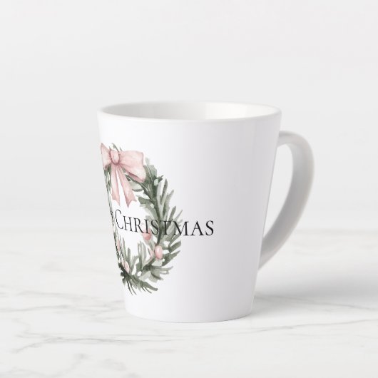 Kerst Roze Groene Krans Latte Mok (Rechterhoek)