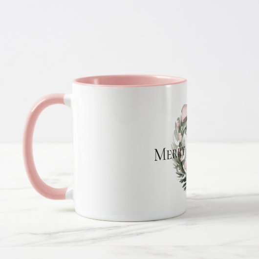 Kerst Roze Groene Krans Mok (Links)