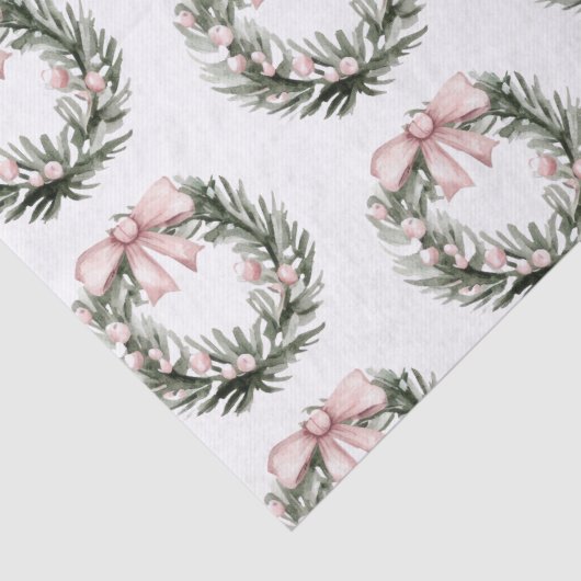 Kerst Roze Groene Krans Tissuepapier (Detail)