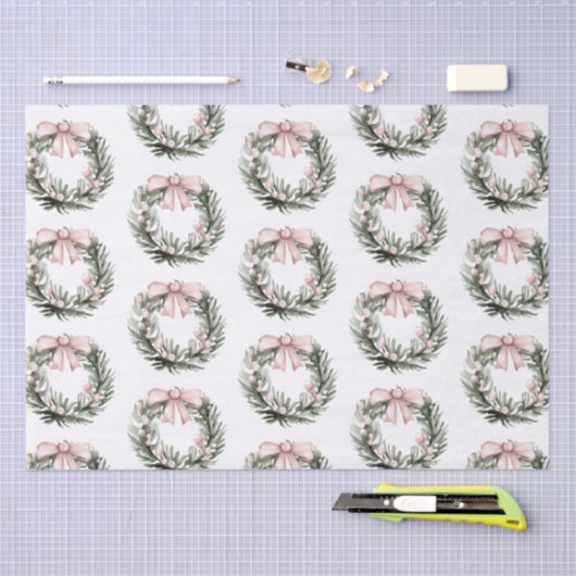 Kerst Roze Groene Krans Tissuepapier (Craft)