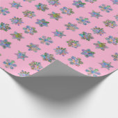 Kerst roze inpakpapier sneeuwvlokken patroon (Hoek)
