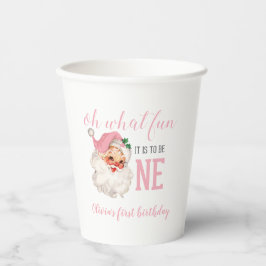 Kerst Roze Kerstman Eerste Verjaardag Papieren Bekers