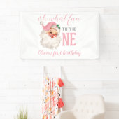 Kerst Roze Kerstman Eerste Verjaardag Spandoek (Insitu)