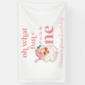 Kerst Roze Kerstman Eerste Verjaardag Spandoek (Verticaal)