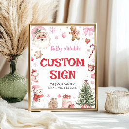 Kerst Roze Kerstman Winter Verjaardag Op Maat Gema Poster