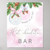 Kerst Roze Meisje Baby shower Hot Chocolate Bar Poster (Voorkant)